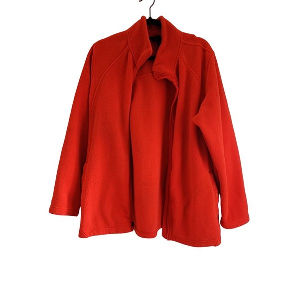 Lands End Jackets & Blazers - Lands End Red Fleece Full Zip shacket Jacket Womens size 2X